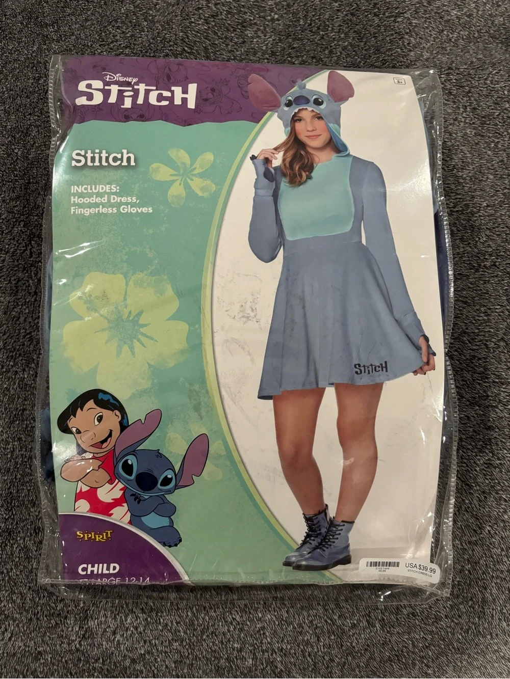 Spirit Halloween Disney Stitch Costume Girls size Large 12-14